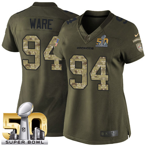 Women's Limited DeMarcus Ware Super Bowl L Nike Jersey Green - #94 Salute to Service NFL Denver Broncos